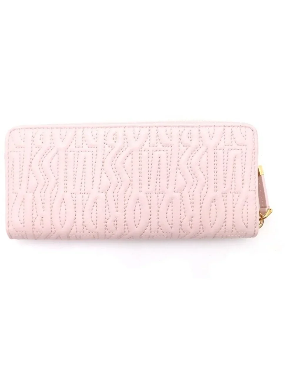 Dior Miss Logo Plate Leather Zip Around Wallet Pink